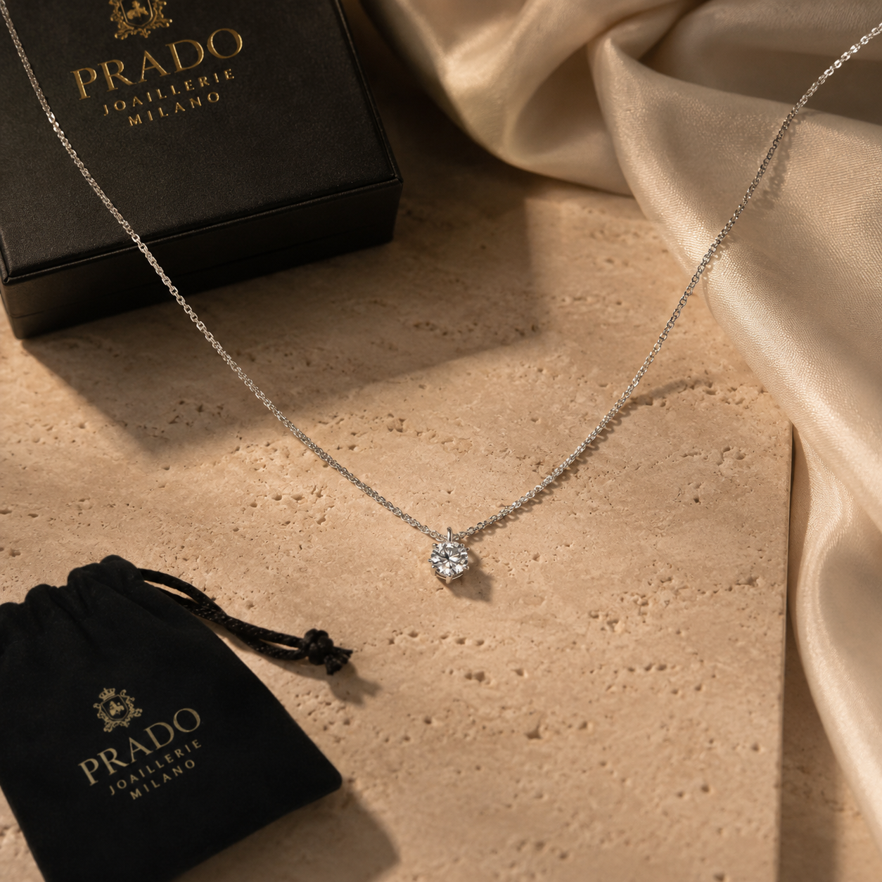 Luce Solitaire Necklace 925 Silver